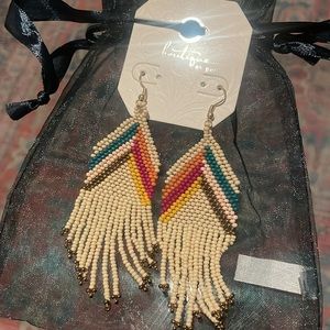 Beaded multi-colored boho style earrings with fringe ✨